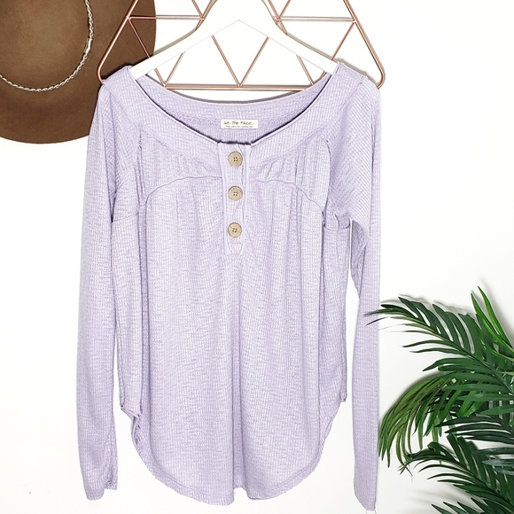 Free People, We the Free Must Have Lilac Henley, S - Picture 4 of 8
